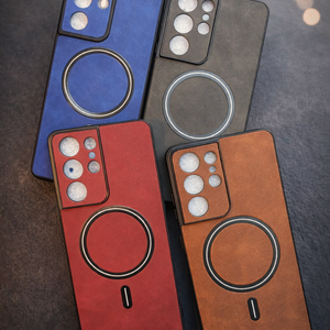 MagSafe Leather Case – For Galaxy S21 Ultraجراب حماية ماغسيف جلدي – سامسونج جالاكسي S21 ألترا