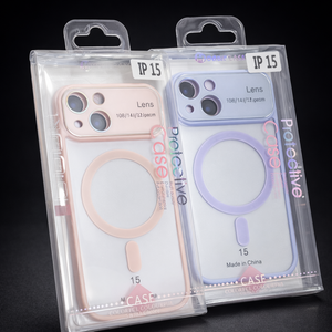 MagSafe Clear Shield Case – Lavender & Peach Edition كفر شفاف مغناطيسي بحواف ملونةلـ iPhone 15
