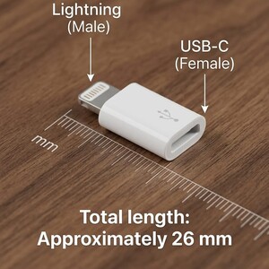 USB-C (Female) to Lightning (Male) Adapter