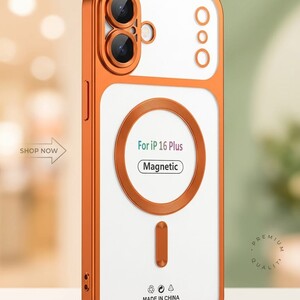 غلاف "ميتاليك شيلد" (Metallic Shield) لجهاز iPhone 16 Plus - برتقالي تيتانيوم