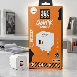 رأس شحن Tik ONE الذكي بقوة 25 واط - ثنائي المنفذ (PD + QC 3.0)