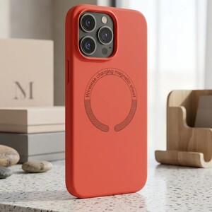 كفر سيليكون MagSafe الفاخر لجهاز iPhone 14 Pro Max - أحمر كلاسيكي