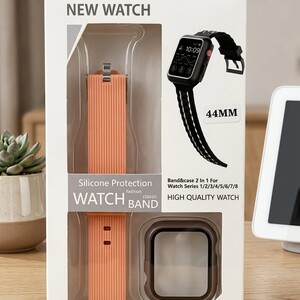 طقم الحماية الأنيق 2 في 1 لساعة Apple Watch (سوار سيليكون + كفر حماية شاشة)